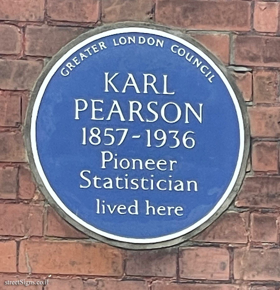 London - A memorial plaque where the statistician Karl Pearson lived