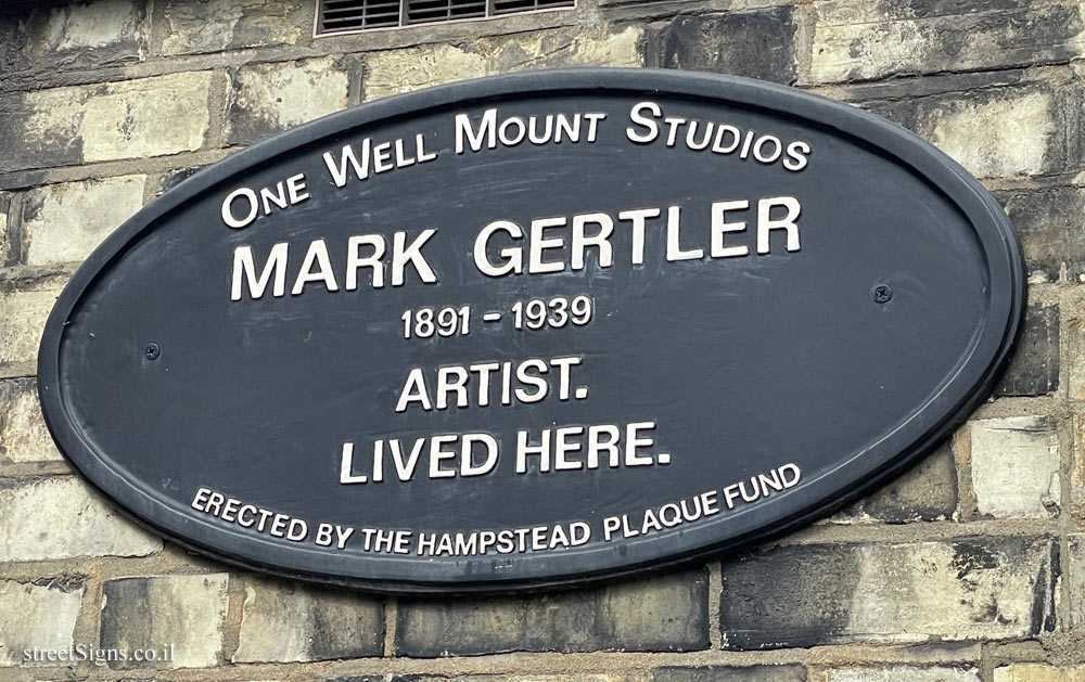 London - A memorial plaque where the painter Mark Gertler lived 