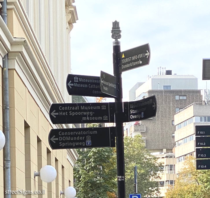 Utrecht - A direction sign pointing to sites in the city