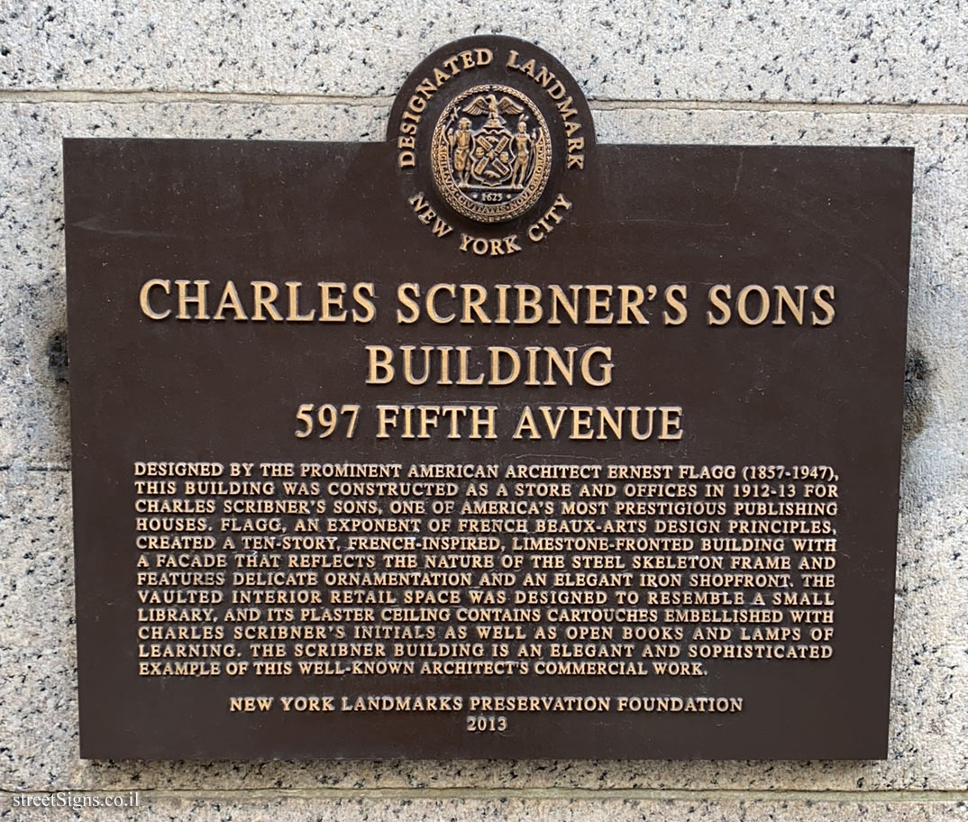 New York - Buildings for conservation - Charles Scribner’s & Sons Building - Fifth Avenue 597