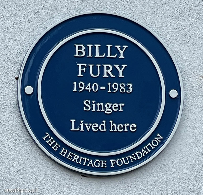 London - A memorial plaque where the singer Billy Fury lived