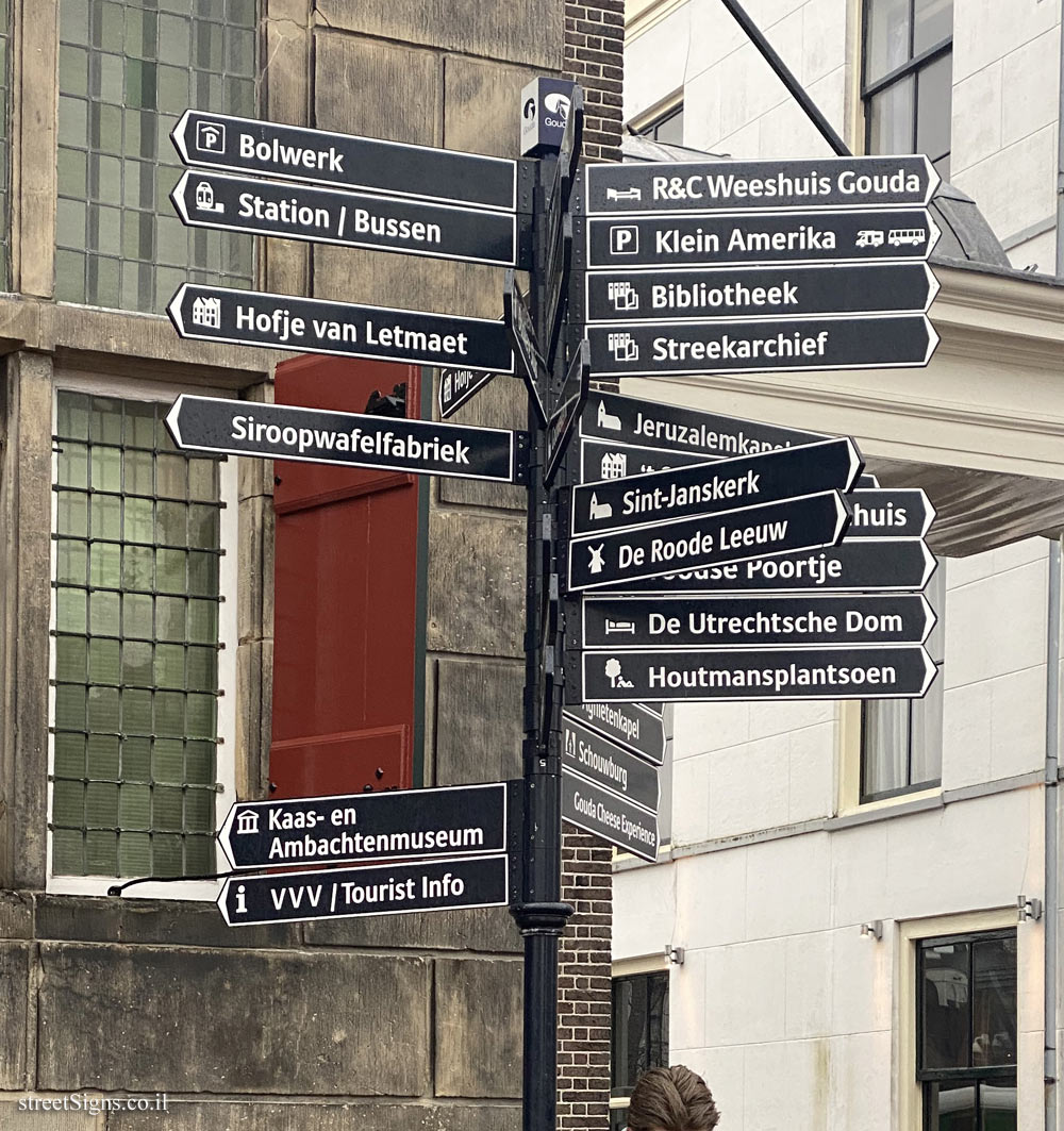 Gouda - Directional signs for sites in the city