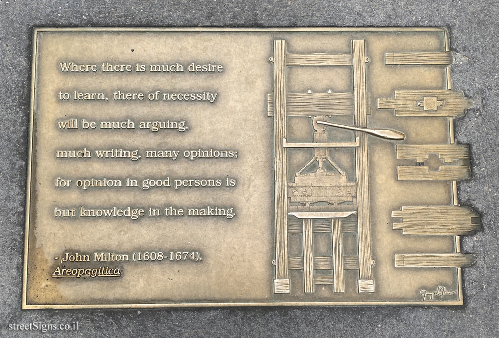 New York - Library Walk - Quote from John Milton’s speech - Areopagitica