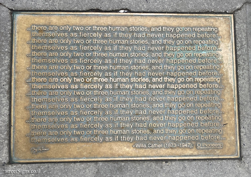 New York - Library Walk - Quote from the book "O Pioneers!" by Willa Cather