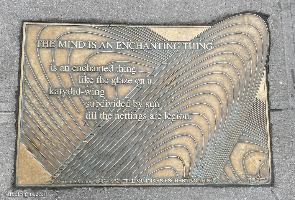 New York - Library Walk - Quote from "The Mind is an Enchanting Thing" by Marianne Moore