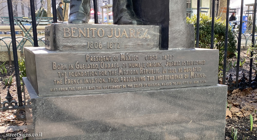 New York - A memorial to Benito Juárez