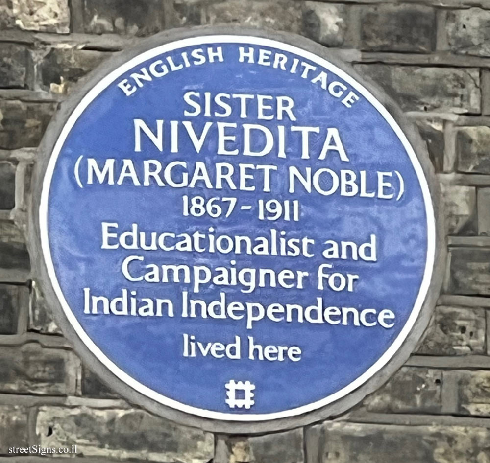Wimbledon (London) - A memorial plaque in the place where Sister Nivedita lived
