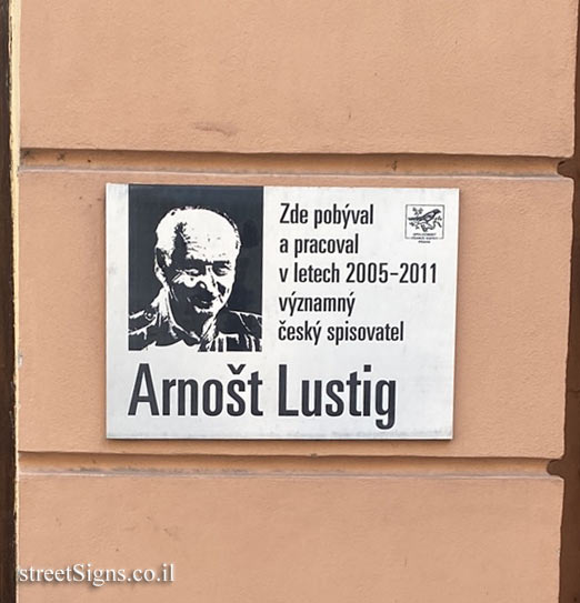 Prague - a commemorative plaque in the house where the writer Arnošt Lustig lived