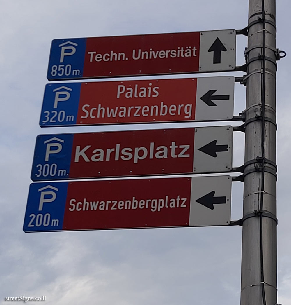 Vienna - A Direction sign pointing to sites in the city