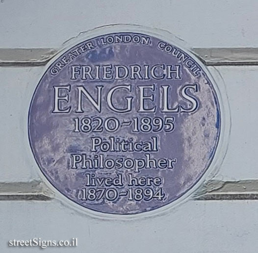 London - Commemorative plaque where the writer and philosopher Friedrich Engels lived