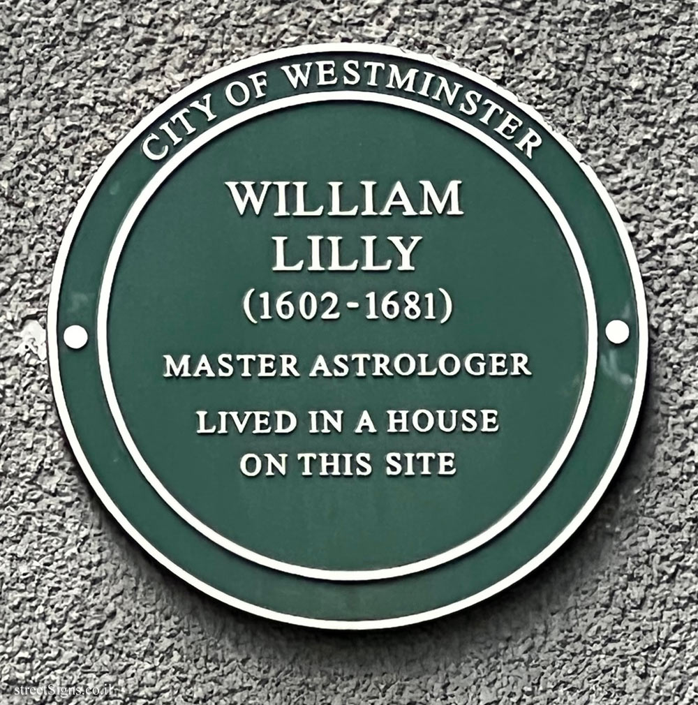 London - Commemorative sign for astrologer William Lilly