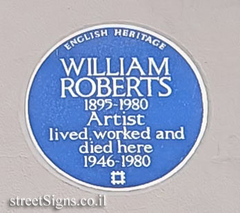 London - Commemorative plaque where the painter William Roberts lived