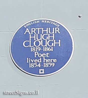 London - Commemorative plaque where the poet Arthur Hugh Clough lived
