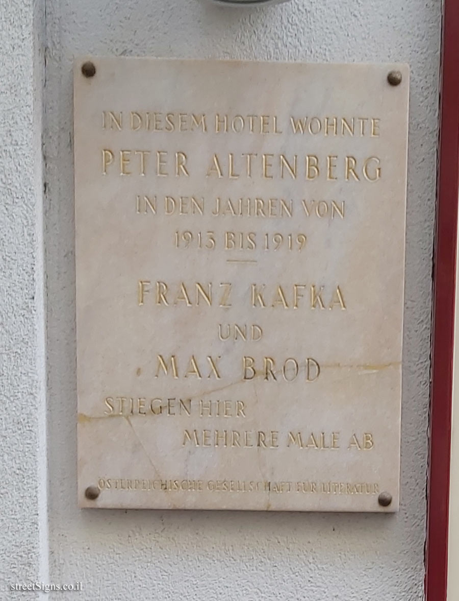 Vienna - The Graben Hotel where Peter Altenberg, Franz Kafka and Max Brod lived