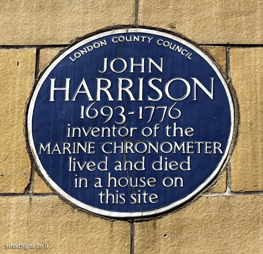 London - A memorial plaque on the home of the clockmaker John Harrison