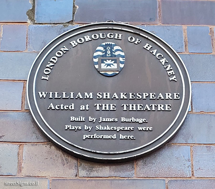 London - Commemorative plaque on the site of the "The Theater"
