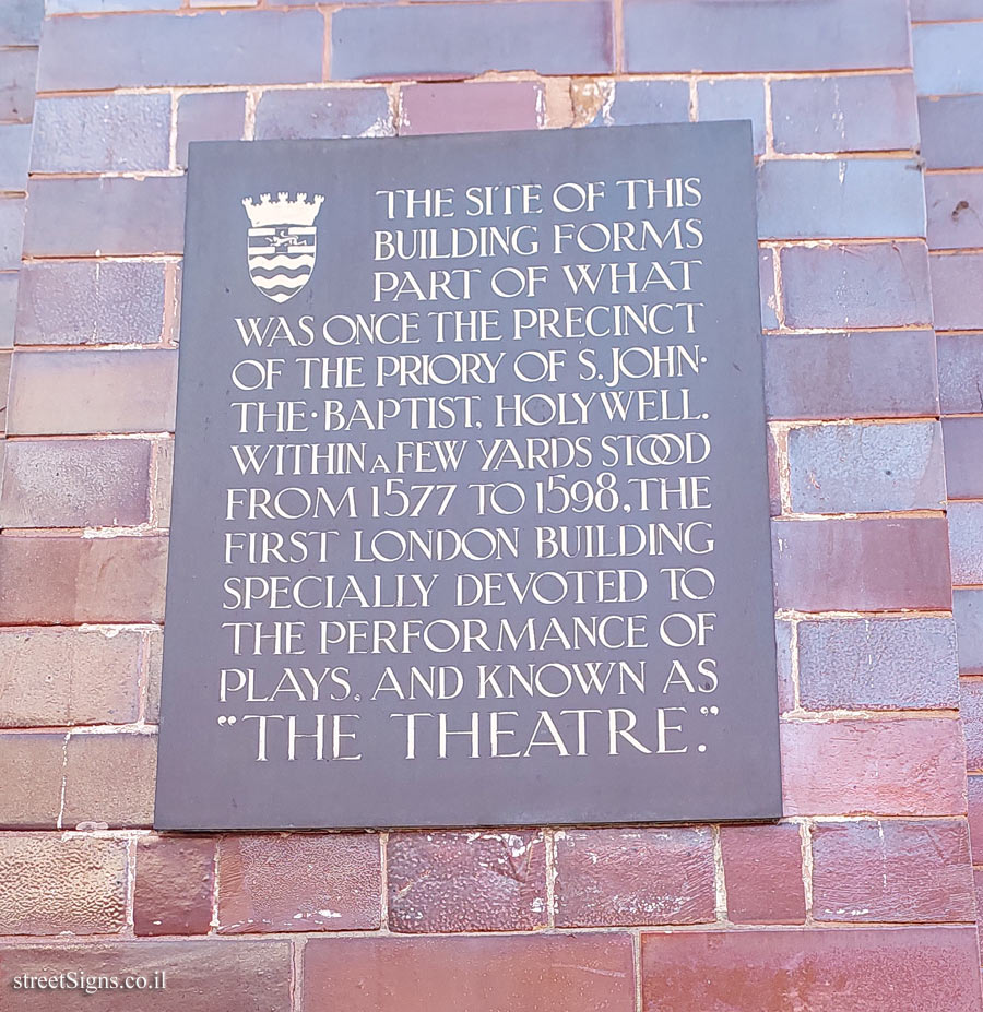 London - Commemorative plaque on the site of the "The Theater" (2)
