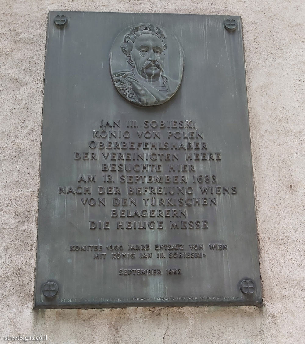 Vienna - A plaque where King of Poland, John III Sobieski, visited after the Battle of Vienna