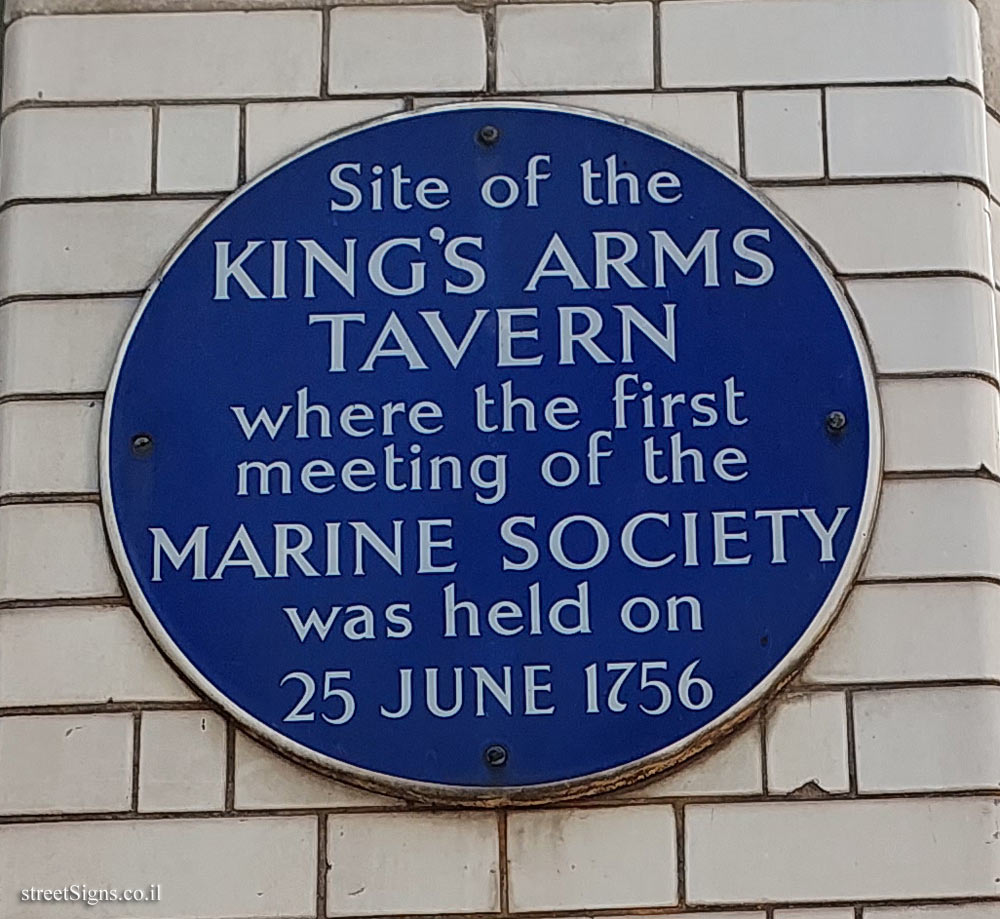 London - A commemorative sign at the place of founding meeting of The Marine Society