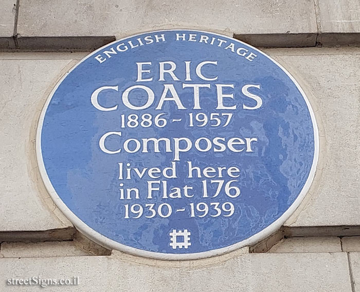 London - A commemorative sign where the composer Eric Coates lived