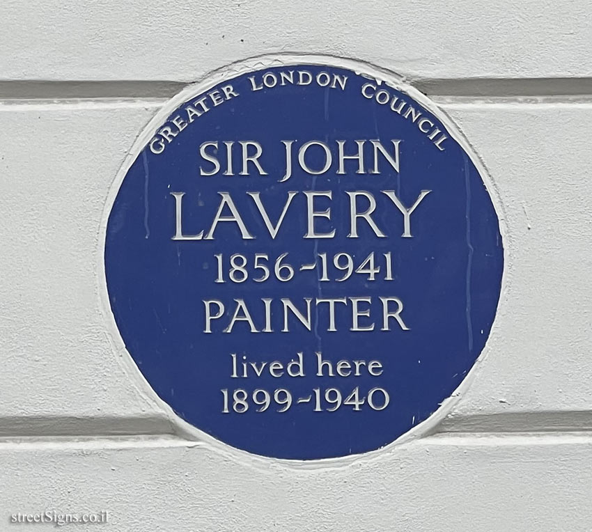 London - commemorative plaque at the place where the painter John Lavery lived