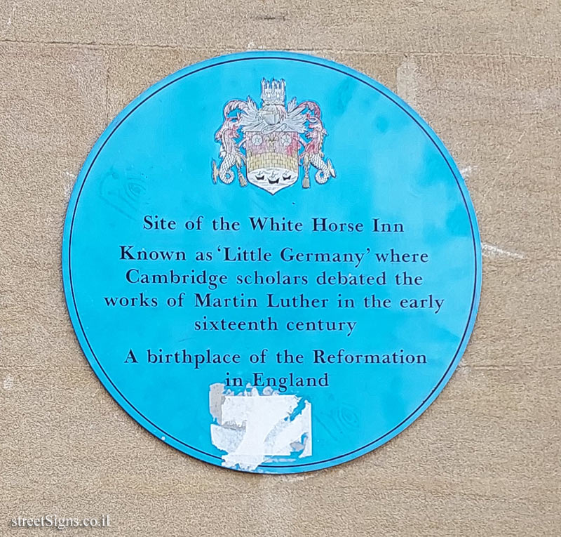 Cambridge - commemorative plaque at the White Horse Inn