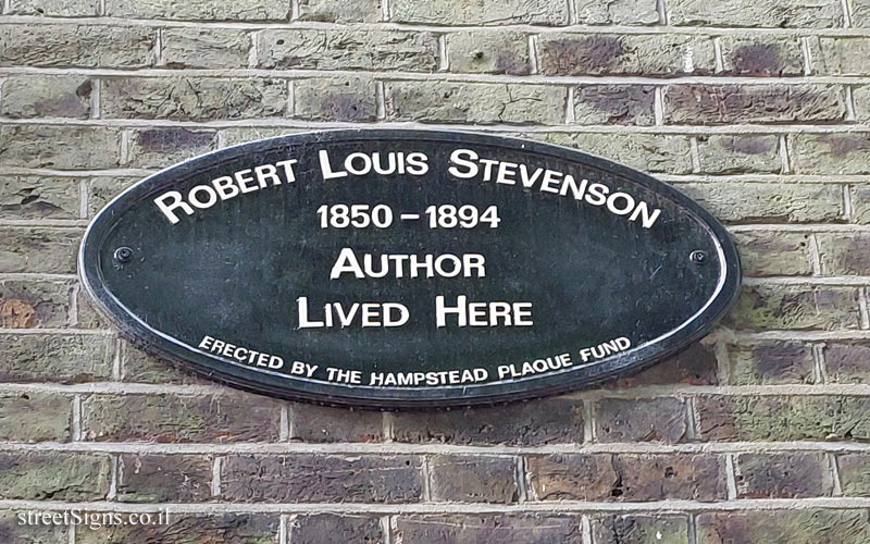 London - commemorative plaque in the place where the writer Robert Louis Stevenson lived