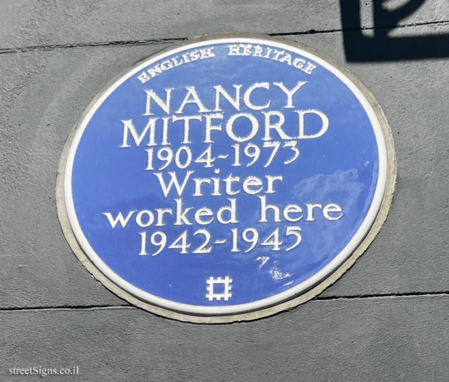 London - Commemorative plaque at the place where the writer Nancy Mitford worked