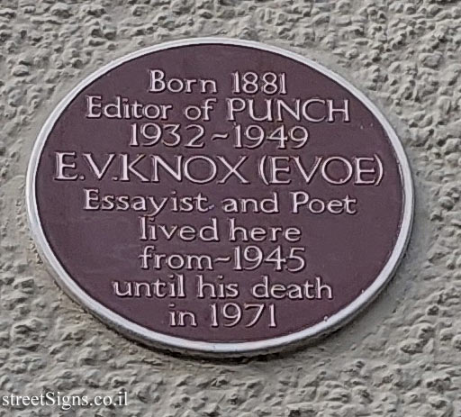 London - Hampstead - Commemorative plaque at the place where E.V. Knox lived