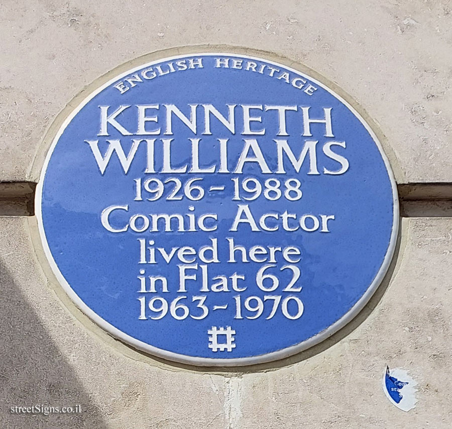 London - Commemorative plaque at the place where the actor Kenneth Williams lived