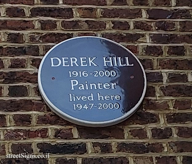 London - Hampstead - commemorative plaque at the place where the painter Derek Hill lived