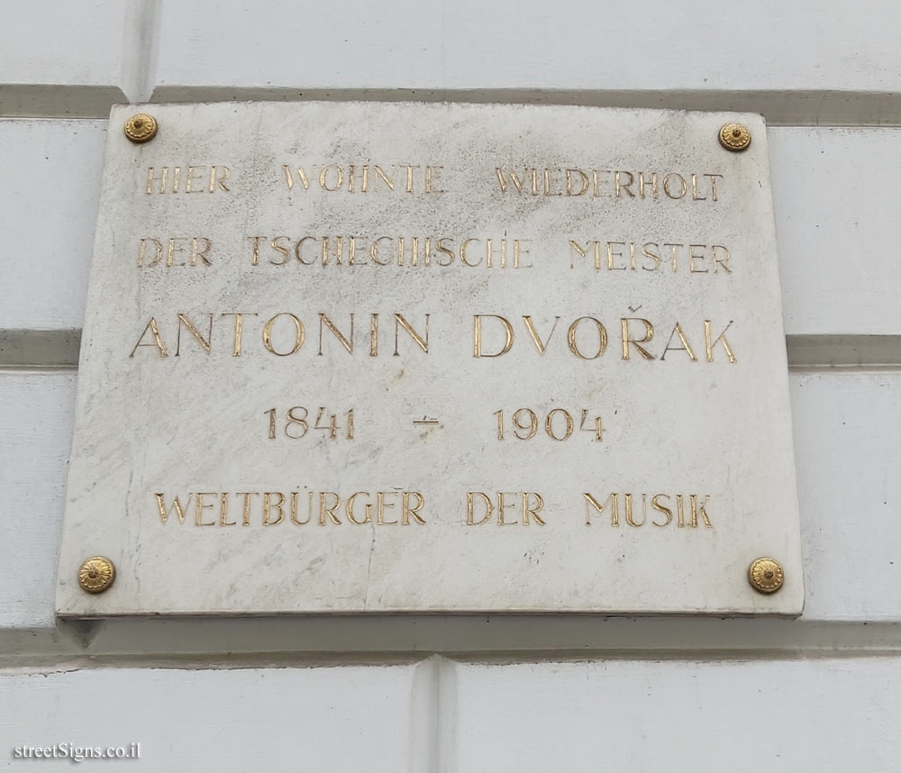 Vienna - a memorial plaque in the place where the composer Antonin Dvožak lived