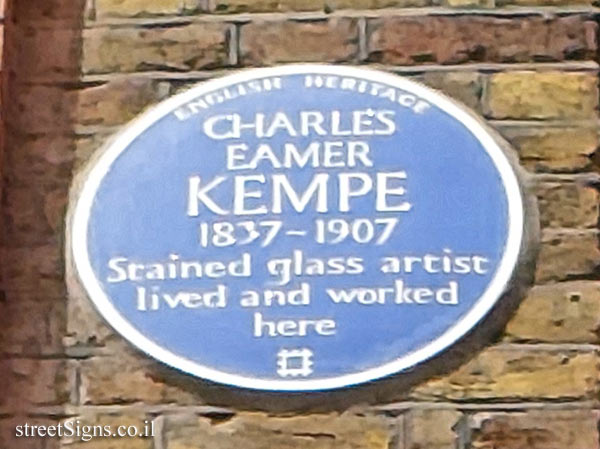 London - Commemorative plaque at the place where Charles Eamer Kempe lived and worked