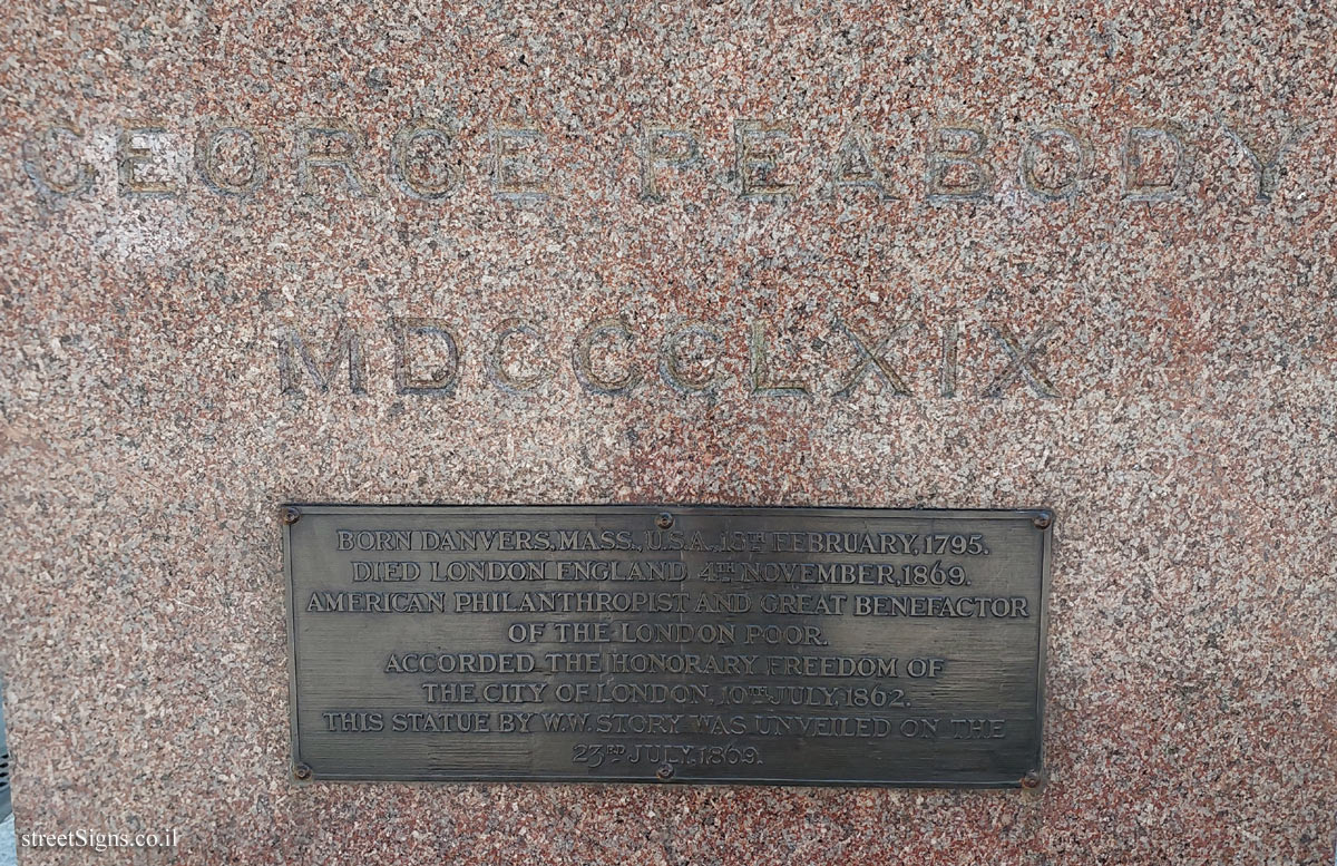 London - A statue commemorating the philanthropist George Peabody
