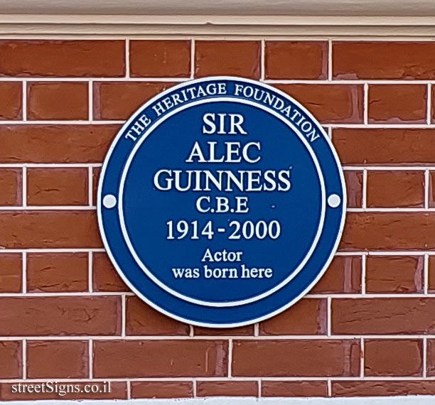 London - commemorative plaque at the birthplace of the actor Sir Alec Guinness