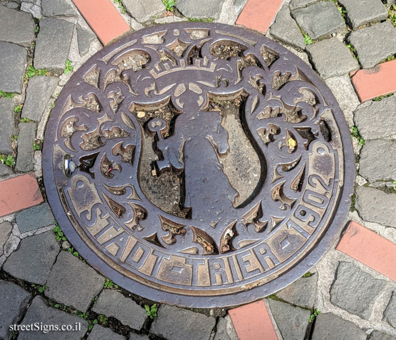 Trier - A sign with the city emblem in the center