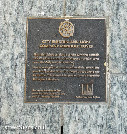 Brisbane - historical manhole cover of the Electric and Light Company