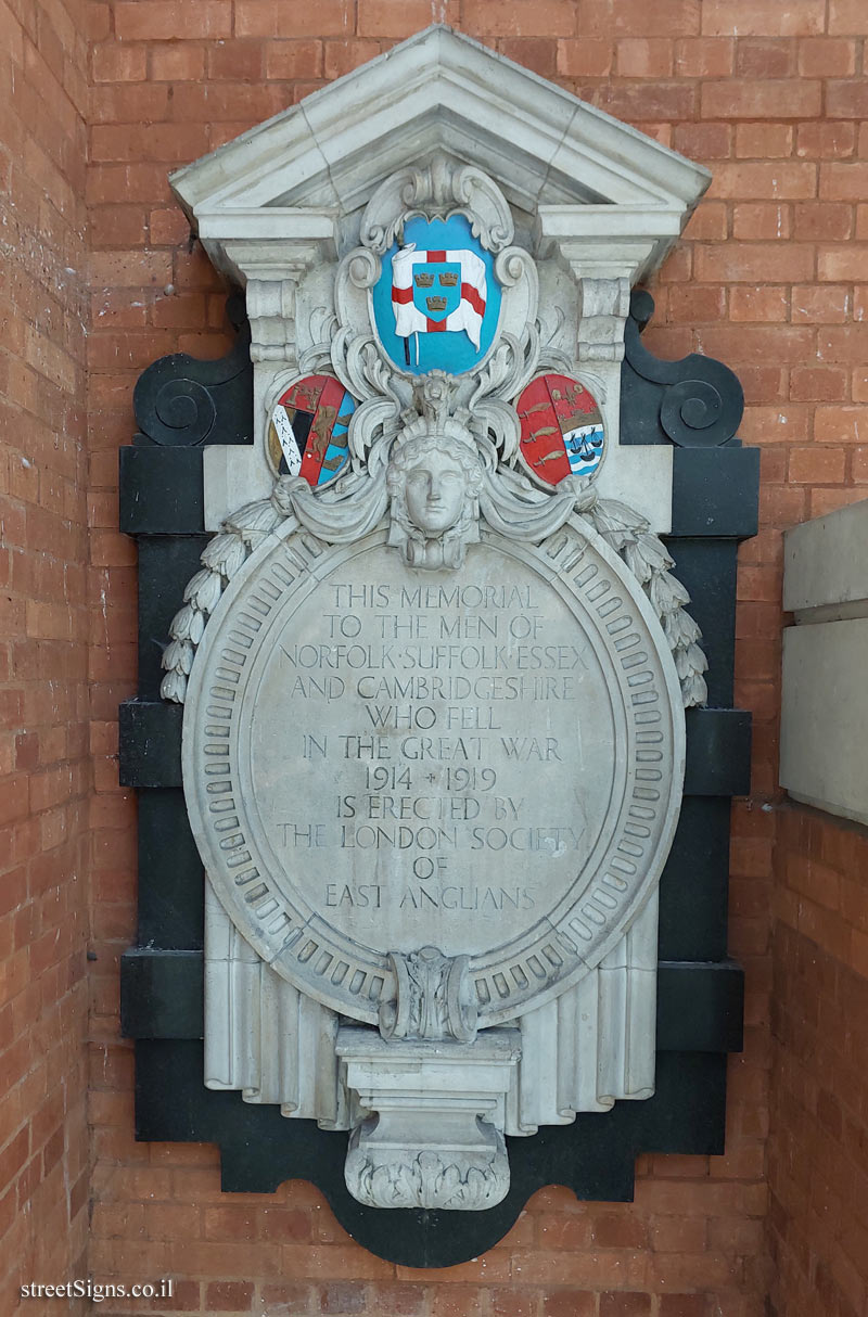 London - Liverpool station - commemorative plaque for soldiers from East England