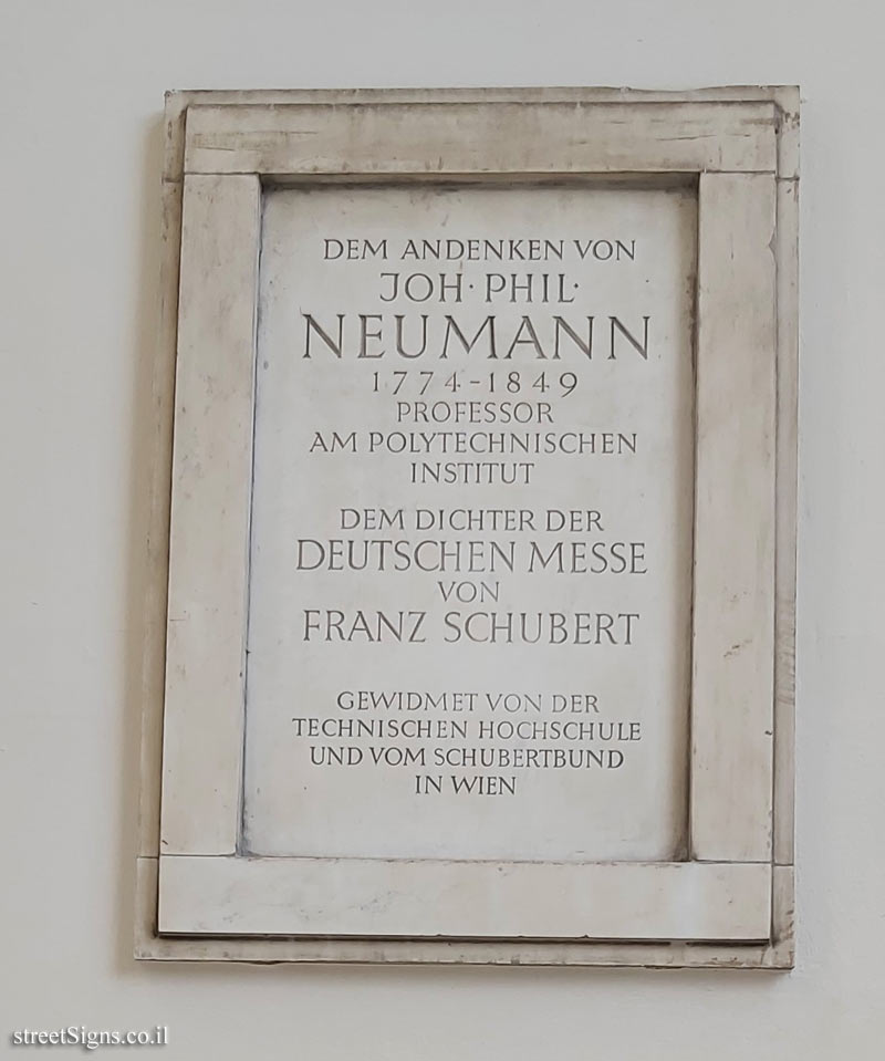 Vienna - Commemorative plaque for Johann Philipp Neumann