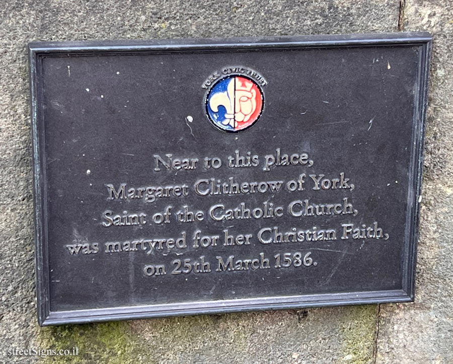 York - Commemorative plaque at the place where Margaret Clitherow was executed