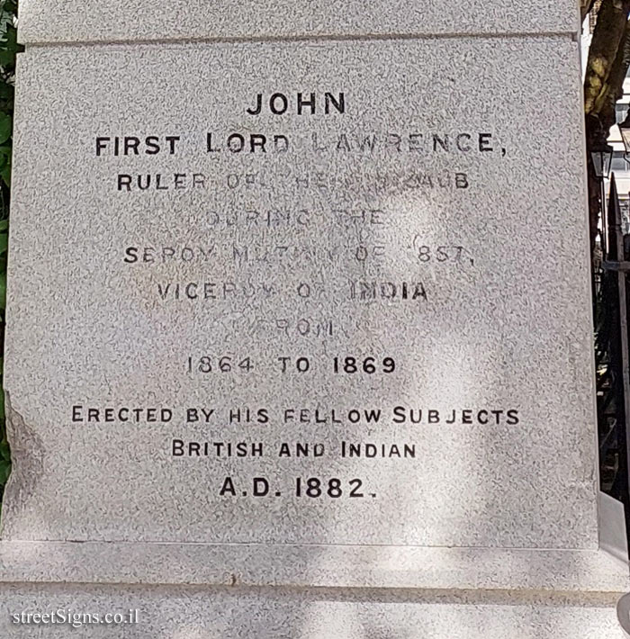 London - Statue commemorating the Governor General of India John Lawrence