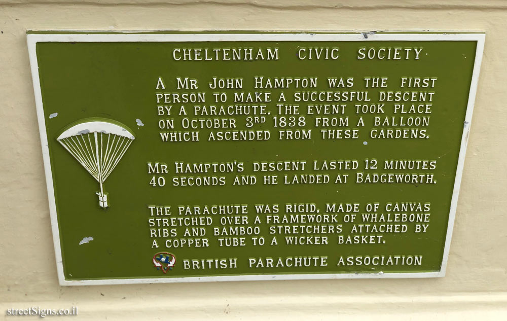 Cheltenham - Montpellier Gardens - The parachute descent by John Hampton
