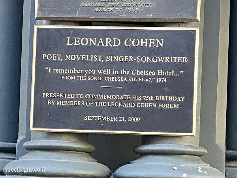 New York - Chelsea Hotel - the poet, composer and singer Leonard Cohen