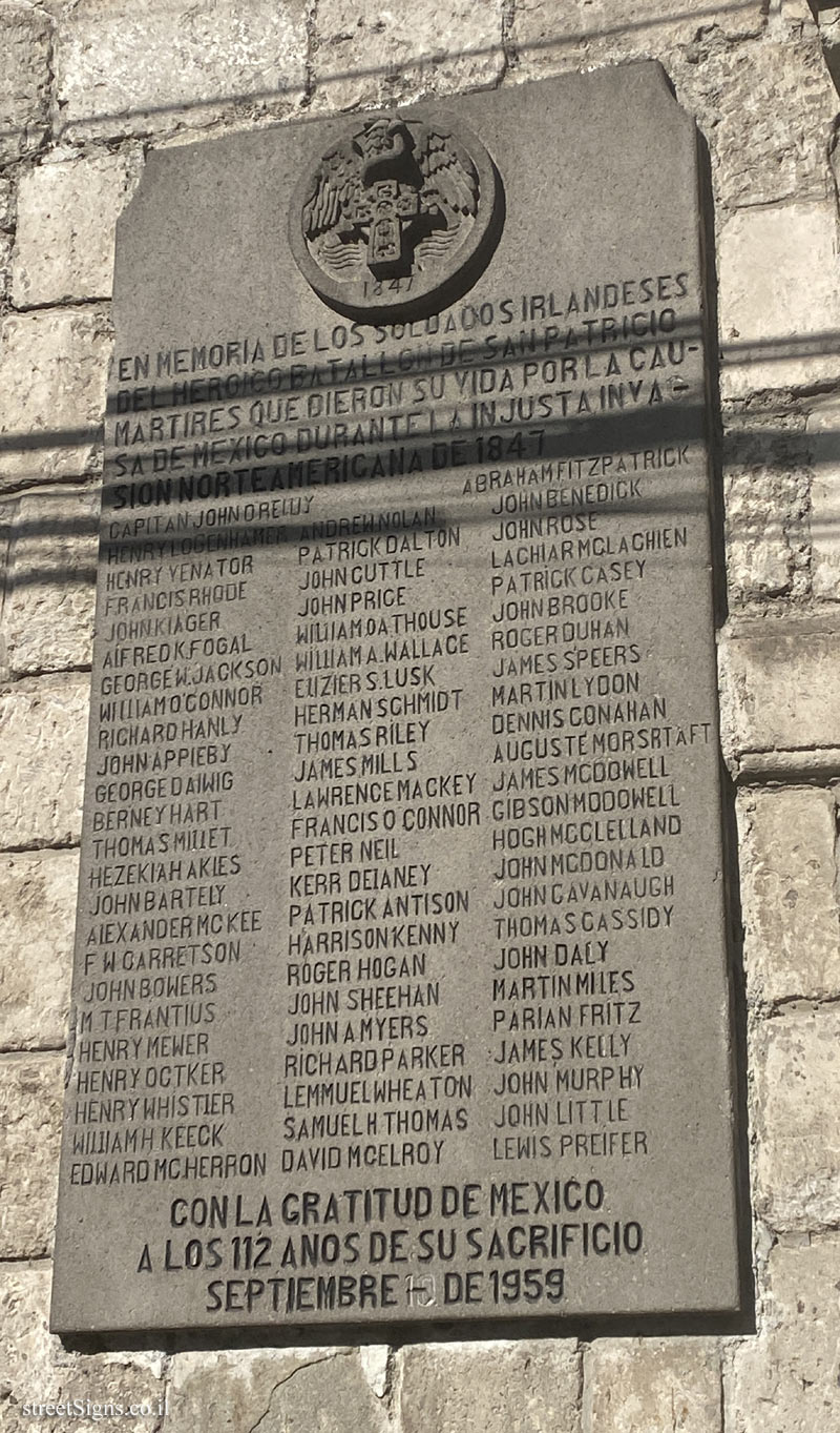 Mexico City - Memorial plaque for the soldiers of the St. Patrick’s Battalion