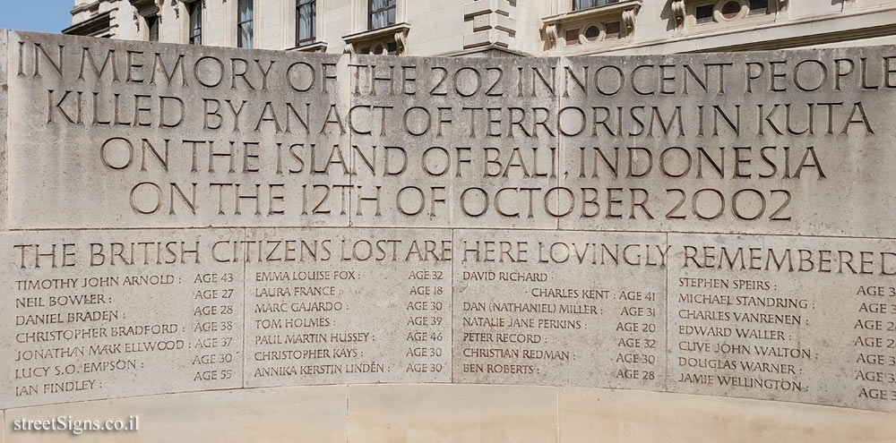 London - Memorial to those killed in the 2002 Bali bombing