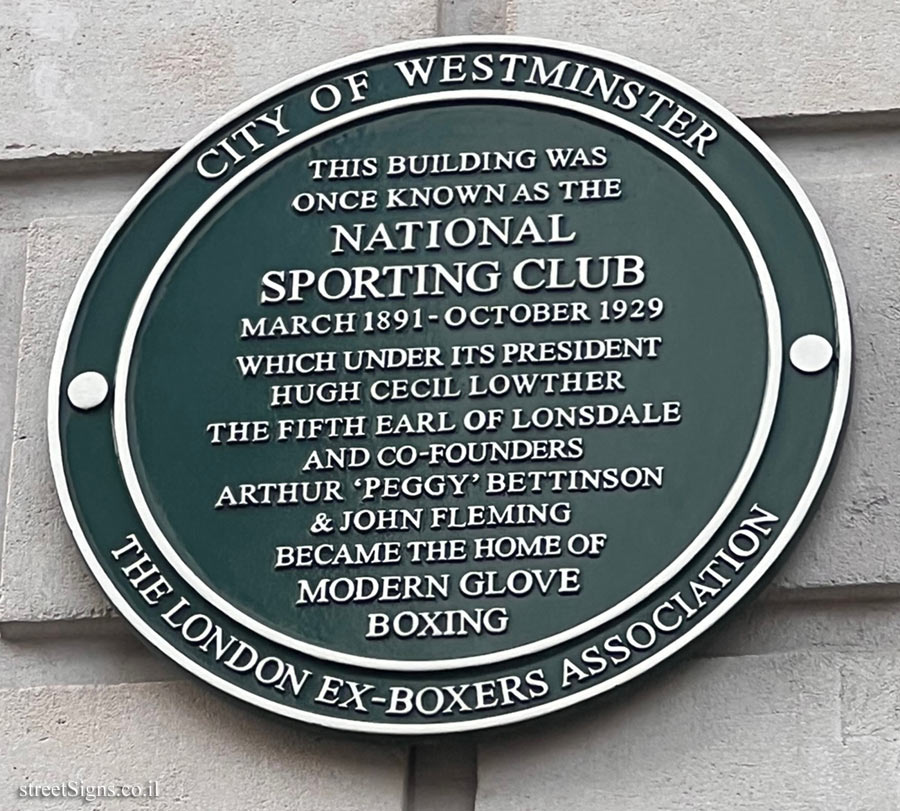 London - London - The National Sporting Club in the years 1929-1891