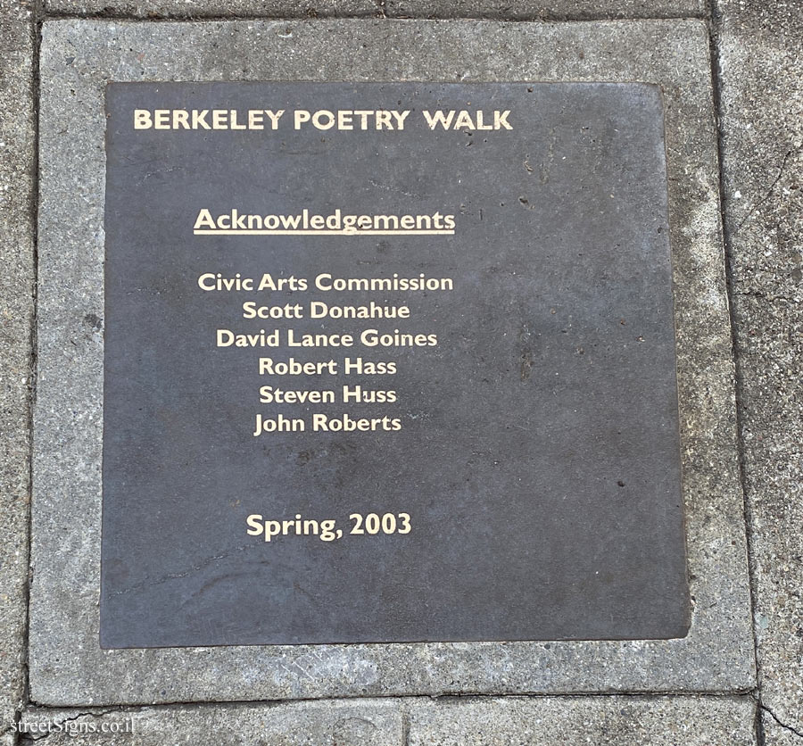 Berkeley - Berkeley Poetry Walk - Acknowledgements