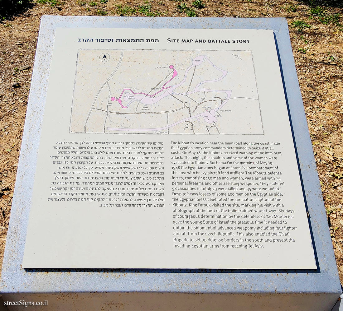 Yad Mordechai - Site Map and Battle Story