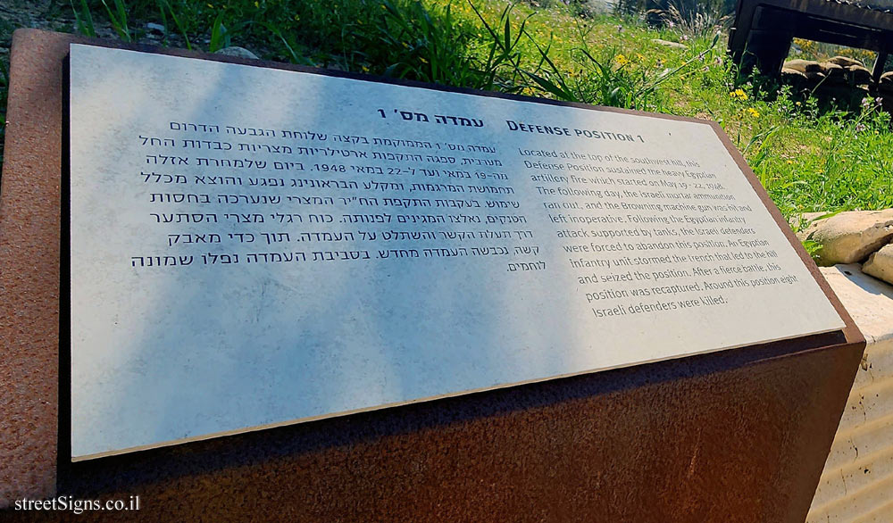 Yad Mordechai - The Battles of Yad Mordechai - Defense Position 1