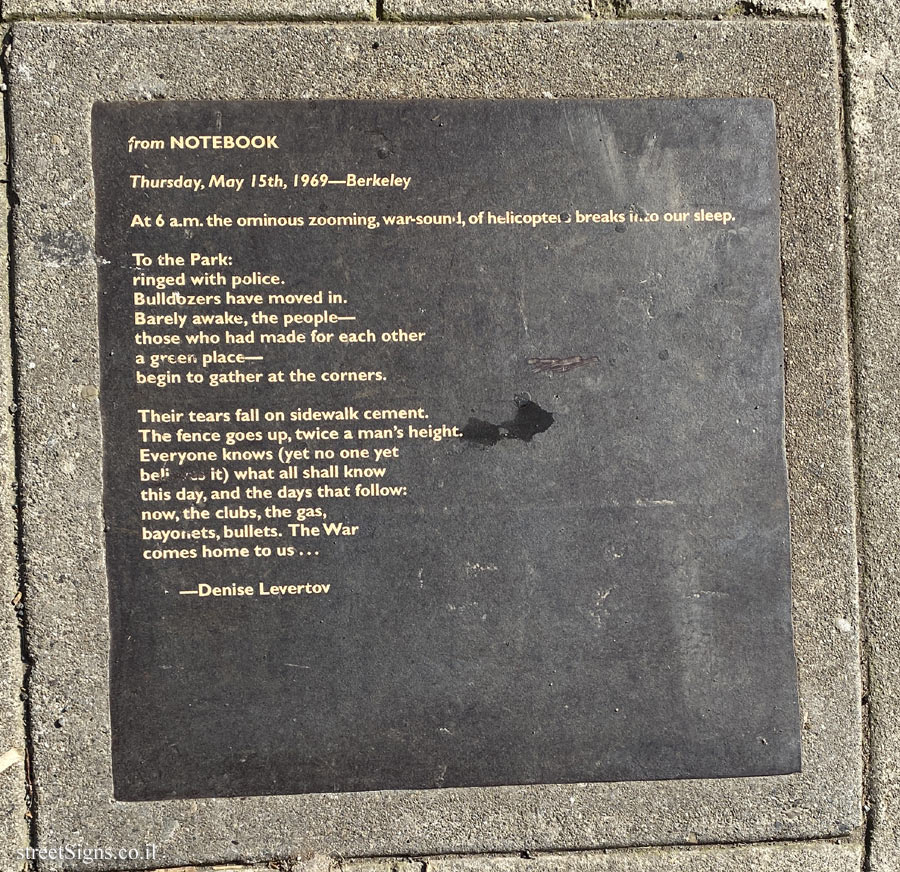 Berkeley - Berkeley Poetry Walk - "from Notebook" a song by Denise Levertov